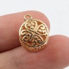 Immagine di Ottone Charms Tondo 18K Vero Oro Placcato Fiore 16mm x 13mm, 2 Pz
