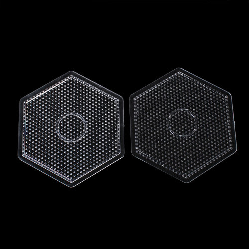 Picture of Plastic DIY Fuse Pegboards For Great Kids Fun, Craft Toy Hexagon Clear 16.3cm(6 3/8") x 14.3cm(5 5/8") , 1 Piece