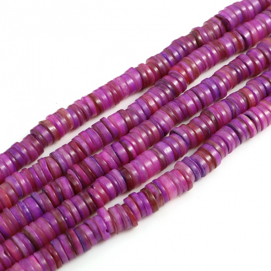 シェル ビーズ 円形 紫 染め 約 8mm直径、 穴： 1mm、 39cm - 38.5cm長さ、 1 連 （約 170PCS /一連） の画像