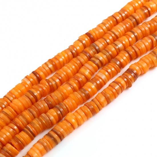 Picture of Shell Loose Beads Round Orange Dyed About 8mm Dia, Hole:Approx 1mm, 39cm(15 3/8") - 38.5cm(15 1/8") long, 1 Strand (Approx 170 PCs/Strand)