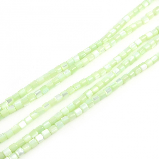 Picture of Shell Loose Beads Heishi Beads Disc Beads Cylinder Green Dyed About 4mm x 3.5mm - 3.5mm x 3.5mm, Hole:Approx 1mm, 40.5cm(16") - 40cm(15 6/8") long, 1 Strand (Approx 112 PCs/Strand)