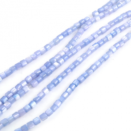 Picture of Shell Loose Beads Heishi Beads Disc Beads Cylinder Blue Violet Dyed About 4mm x 3.5mm - 3.5mm x 3.5mm, Hole:Approx 1mm, 40.5cm(16") - 40cm(15 6/8") long, 1 Strand (Approx 112 PCs/Strand)