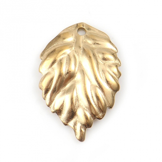 Image de Breloques en 201 Acier Inoxydable Feuille Doré 21mm x 14.5mm , 1 Pièce