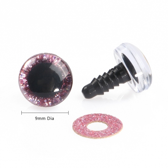 Picture of Plastic DIY Handmade Craft Materials Accessories Pink Toy Eye Sequins 9mm Dia., 20 Sets