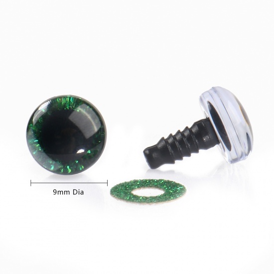 Picture of Plastic DIY Handmade Craft Materials Accessories Green Toy Eye Sequins 9mm Dia., 20 Sets