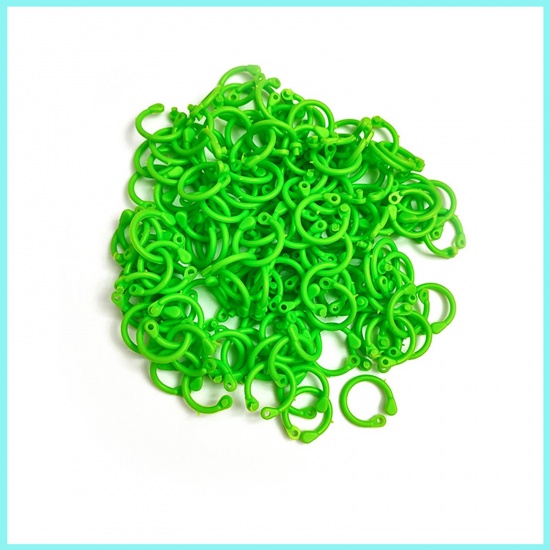 ぬるぬる ジェル編み物ツールマークサークル丸カン 円形 緑 17mm x 10mm、 1 パック (約 100個/パック) の画像