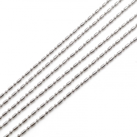 Stainless Steel Ball Chain Silver Tone 1.5mm, 2 M