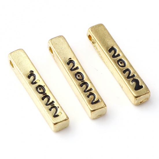 Picture of Zinc Based Alloy Year Charms Rectangle Gold Plated Number Message " 2022 " Enamel 23mm x 4mm, 10 PCs