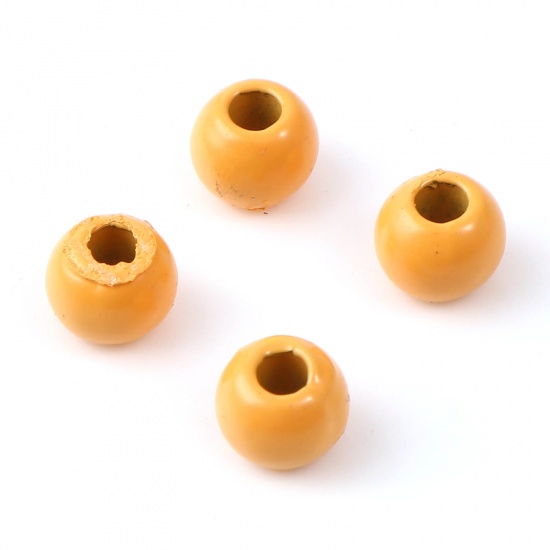 Picture of Zinc Based Alloy Spacer Beads Round Orange Painted About 6mm Dia., Hole: Approx 2.4mm, 10 PCs