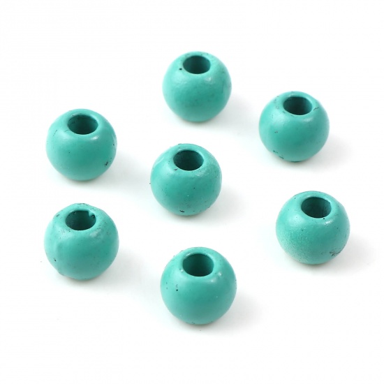 Picture of Zinc Based Alloy Spacer Beads Round Green Painted About 6mm Dia., Hole: Approx 2.4mm, 10 PCs