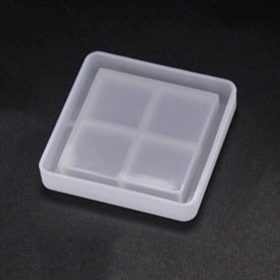 Immagine di Silicone Muffa della Resina per Gioielli Rendendo Quadrato Bianco 5.2cm x 5.2cm, 1 Pz