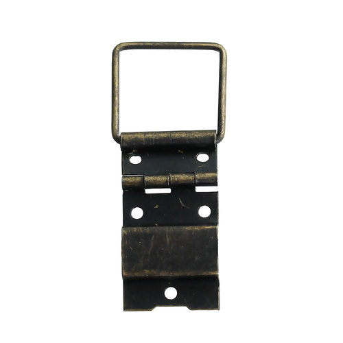 Picture of Iron Based Alloy D-Ring Picture Frame Hangers Rectangle Antique Bronze 68mm(2 5/8") x 28mm(1 1/8"), 5 PCs