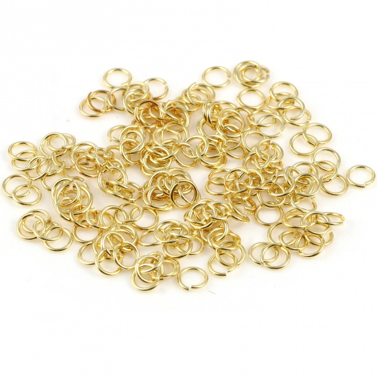 Picture of 0.5mm Sterling Silver Open Jump Rings Findings Circle Ring Gold Plated 3.5mm Dia., 1 Gram (Approx 50 PCs)