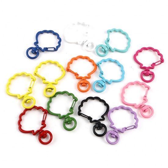 Picture of Zinc Based Alloy Keychain & Keyring At Random Color Scallop Painted 3.9cm x 3.1cm , 10 PCs
