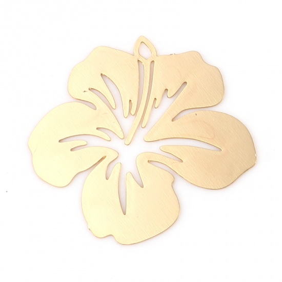 Picture of Copper Filigree Stamping Charms Gold Plated Flower 21mm x 19mm, 20 PCs