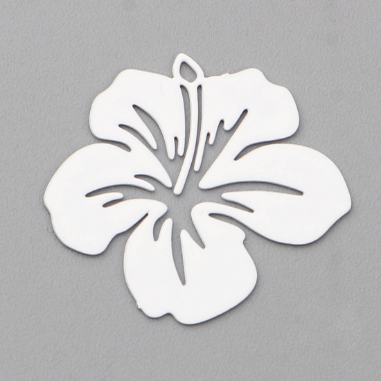 Picture of Brass Filigree Stamping Charms White Flower Painted 21mm x 19mm, 20 PCs                                                                                                                                                                                       