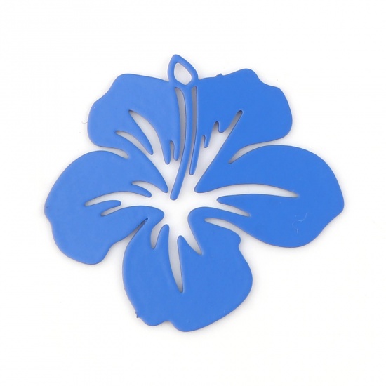 Picture of Brass Filigree Stamping Charms Blue Flower Painted 21mm x 19mm, 20 PCs                                                                                                                                                                                        