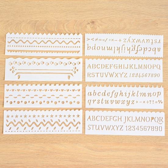 Picture of PP Drawing Template White Capital Alphabet/ Letter Wave 18.3cm x 5.5cm, 1 Packet ( 8 PCs/Packet)