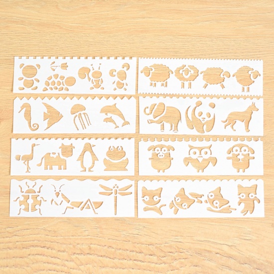 Picture of PP Drawing Template White Animal 18.3cm x 5.5cm, 1 Packet ( 8 PCs/Packet)