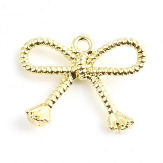 Picture of Zinc Based Alloy Charms Bowknot Gold Plated 20mm x 15mm, 10 PCs