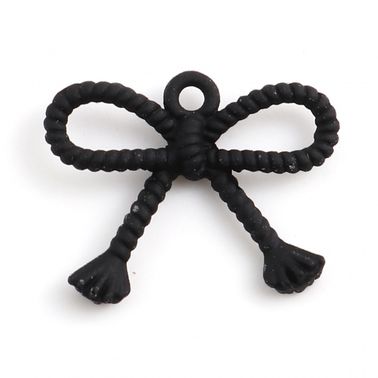 Picture of Zinc Based Alloy Charms Bowknot Black Painted 20mm x 15mm, 10 PCs