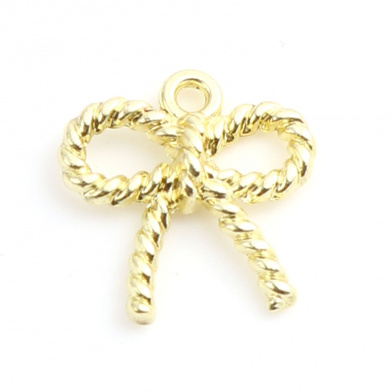 Picture of Zinc Based Alloy Charms Bowknot Gold Plated 13mm x 12mm, 10 PCs