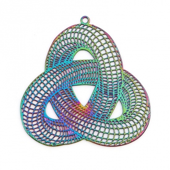 Image de Pendentifs Estampe en Filigrane en Alliage de Fer Nœud celtique Multicolore env. Plaqué 3.4cm x 3.3cm, 5 Pcs