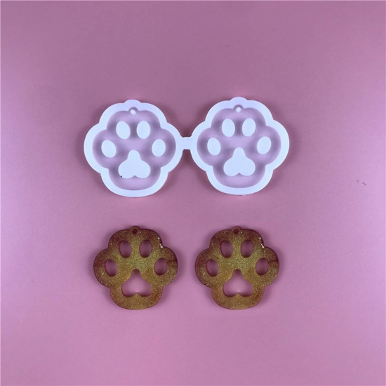 Picture of Silicone Resin Mold For Jewelry Making Earring Pendant Paw Claw White 8.9cm x 4.3cm, 1 Piece
