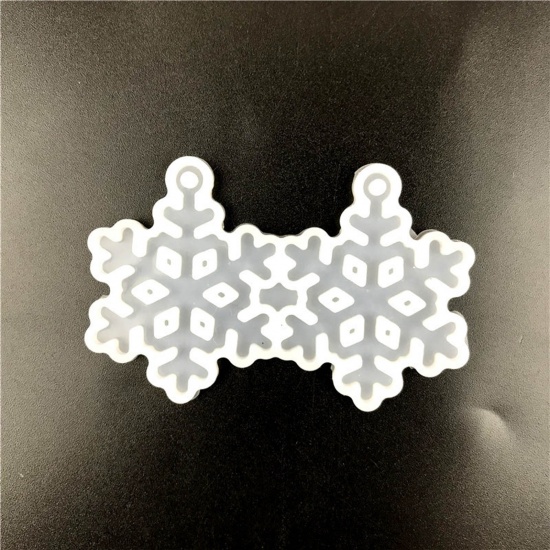 Image de Moule en Silicone Pendentif de Boucle d'Oreille Flocon de Neige de Noël Blanc 7.7cm x 5cm, 1 Pièce