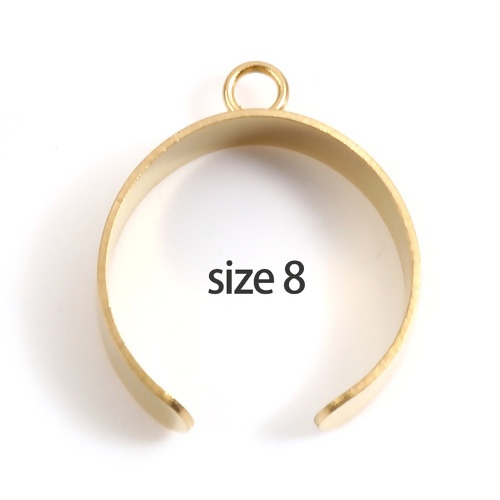 Изображение Нержавеющая Сталь Открытые Регулируемые Кольца Позолоченный Круглые C /Петля 18.1мм(Американский Размер 8), 5 ШТ