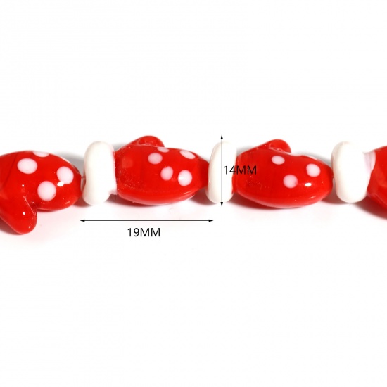 Picture of Lampwork Glass Beads Christmas Gloves White & Red About 19mm x 14mm, Hole: Approx 1.5mm, 5 PCs
