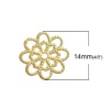 Image de Cabochons d'Embellissement Estampe en Filigrane Creux en Alliage de Fer Fleurs Doré 14mm x 14mm, 100 Pcs