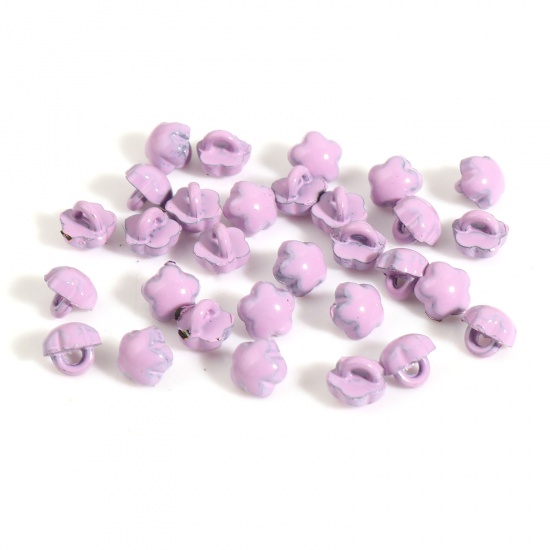 Picture of Zinc Based Alloy Doll Toy Accessories Metal Sewing Shank Buttons Purple Flower 4mm x 4mm, 30 PCs