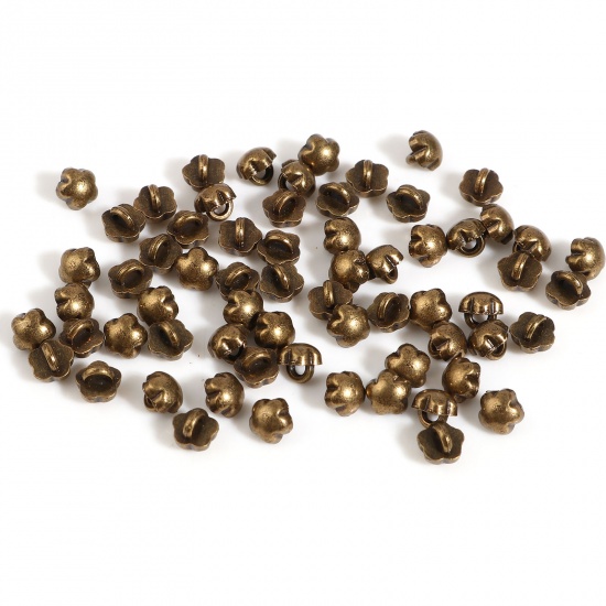 Picture of Zinc Based Alloy Doll Toy Accessories Metal Sewing Shank Buttons Bronzed Flower 4mm x 4mm, 30 PCs