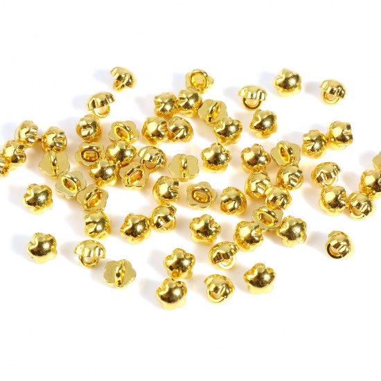 Picture of Zinc Based Alloy Doll Toy Accessories Metal Sewing Shank Buttons Gold Plated Flower 4mm x 4mm, 30 PCs