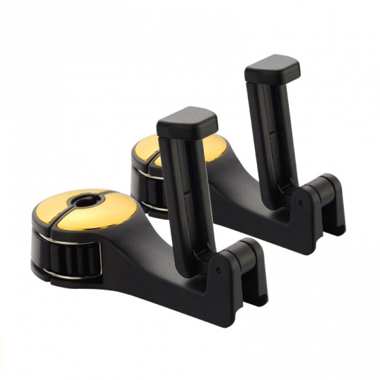 Immagine di Golden - 1# ABS Car Seat Back Multifunction Mobile Phone Bracket Hook 12x5.5x3cm, 1 Pair