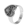 Picture of New Fashion Adjustable Rings Heart Antique Silver Message " LOVE " Carved 18.3mm( 6/8") US size 8, 1 Piece