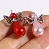 Picture of Zinc Based Alloy & Acrylic Religious Charms Angel Antique Silver Color At Random Color 29mm x 18mm, 10 PCs