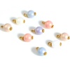 Picture of Zinc Based Alloy & Acrylic Charms Round Gold Plated At Random Color Pearlized 17mm x 10mm, 20 PCs