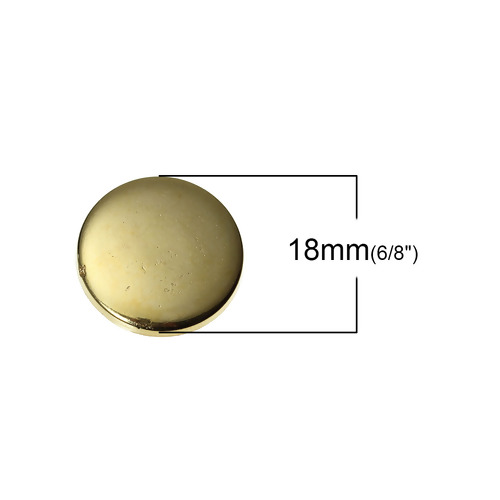 Picture of Plastic Sewing Shank Buttons Round Gold Plated 18mm( 6/8") Dia, 100 PCs