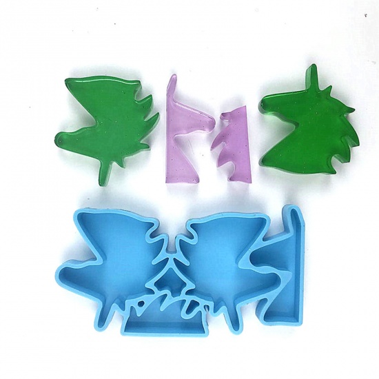 Picture of Silicone Resin Mold For Jewelry Making Straw Decoration Horse Animal Blue 12cm x 6.5cm, 1 Piece