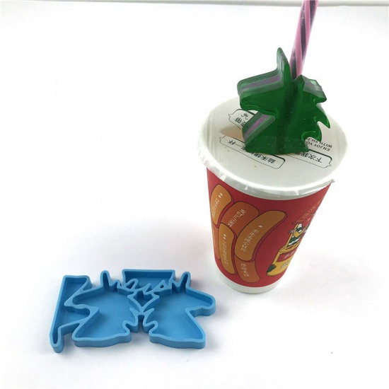 Picture of Silicone Resin Mold For Jewelry Making Straw Decoration Horse Animal Blue 12cm x 6.5cm, 1 Piece