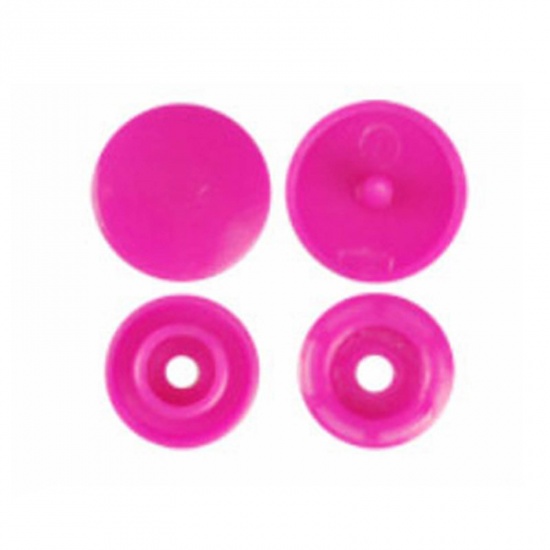 Picture of Resin Snap Fastener Buttons Round Fuchsia 12mm x 6.8mm, 10 Packets