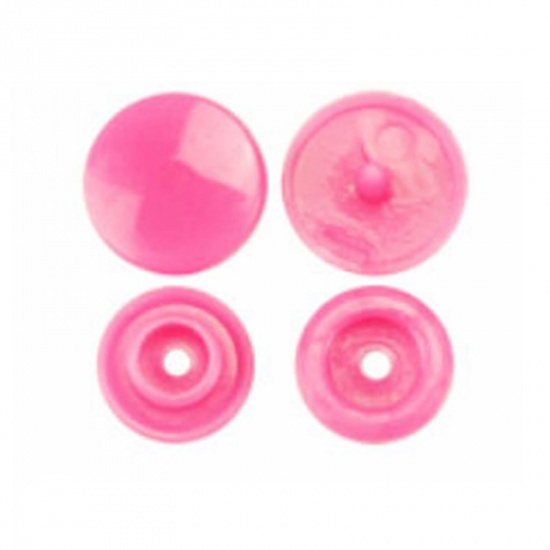 Picture of Resin Snap Fastener Buttons Round Pink 12mm x 6.8mm, 10 Packets