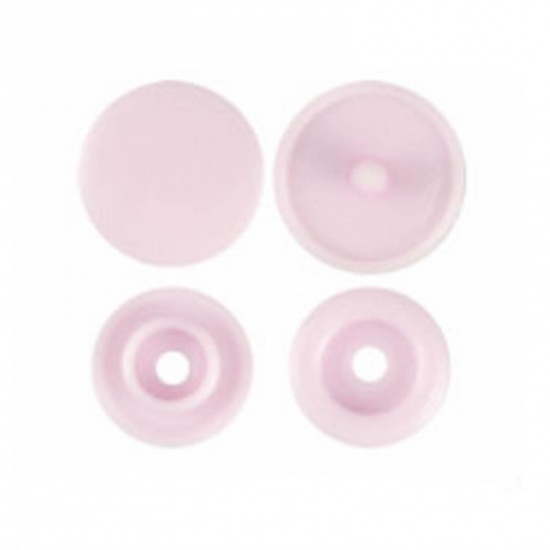 Picture of Resin Snap Fastener Buttons Round Light Pink 12mm x 6.8mm, 10 Packets