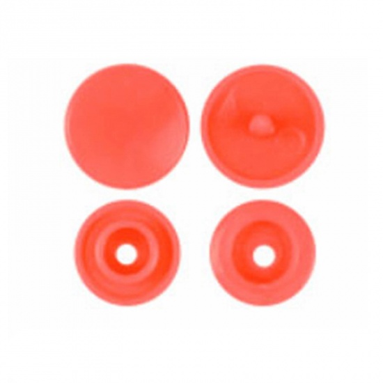 Picture of Resin Snap Fastener Buttons Round Orange-red 12mm x 6.8mm, 10 Packets