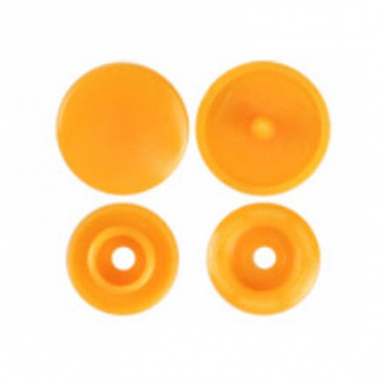 Image de Bouton Pression à Griffe en Résine Rond Orange 12mm x 6.8mm, 10 Paquets