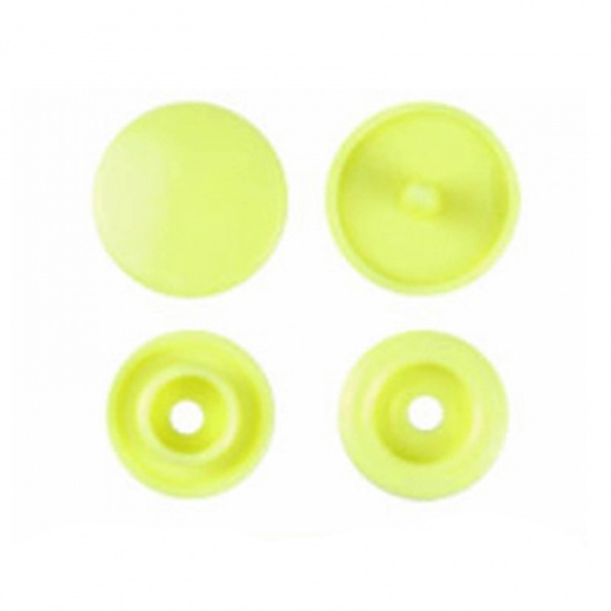 Picture of Resin Snap Fastener Buttons Round Neon Yellow 12mm x 6.8mm, 10 Packets