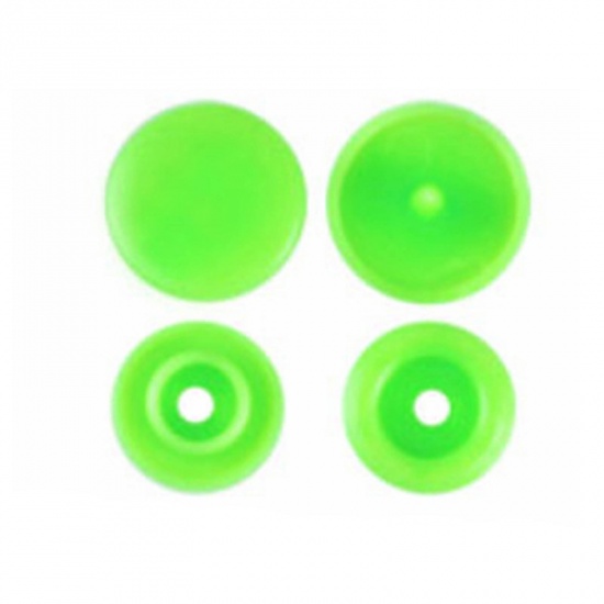 Image de Bouton Pression à Griffe en Résine Rond Vert Fluorescent 12mm x 6.8mm, 10 Paquets