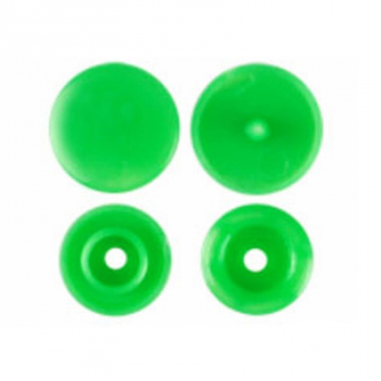 Picture of Resin Snap Fastener Buttons Round Green 12mm x 6.8mm, 10 Packets